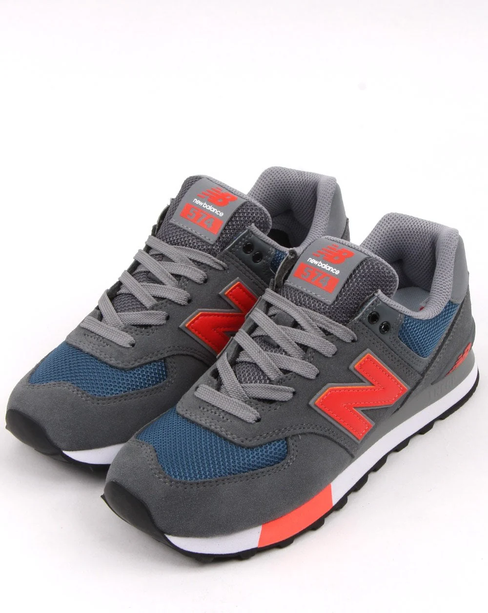 New Balance 574 Trainers Grey/Orange - Image 3