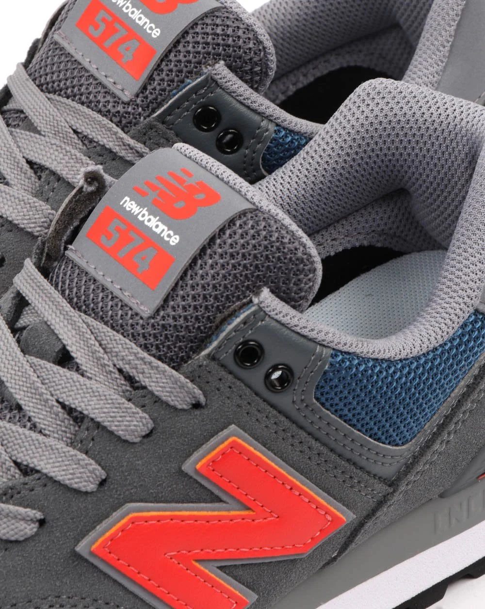 New Balance 574 Trainers Grey/Orange - Image 4
