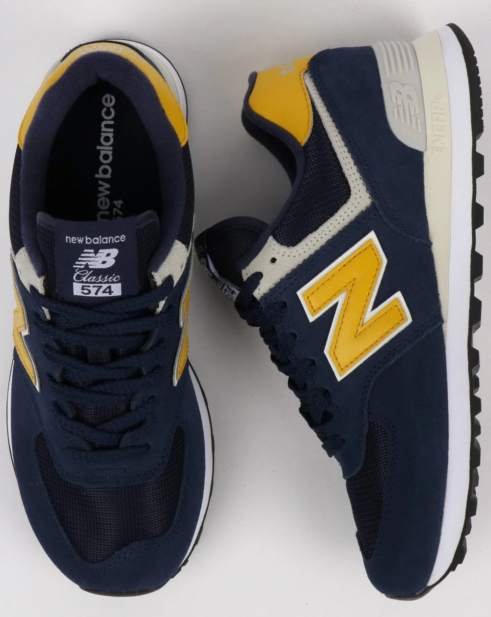 New Balance 574 Trainers Navy/Yellow - Image 2