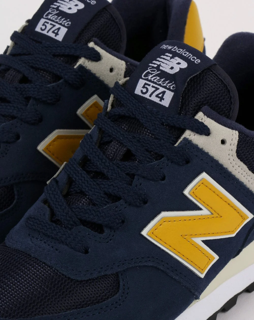 New Balance 574 Trainers Navy/Yellow - Image 4