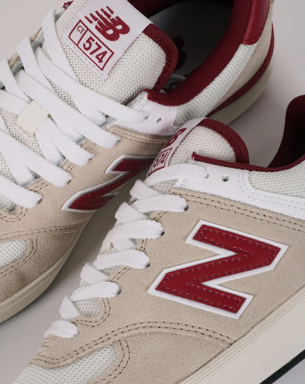 New Balance 574 Trainers Tan/Burgundy - Image 2