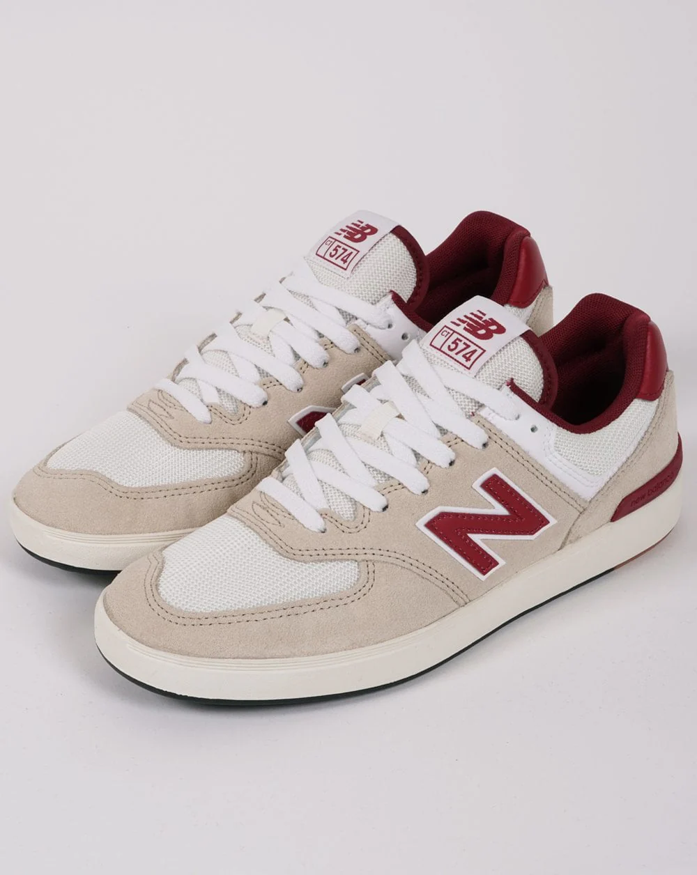 New Balance 574 Trainers Tan/Burgundy - Image 3