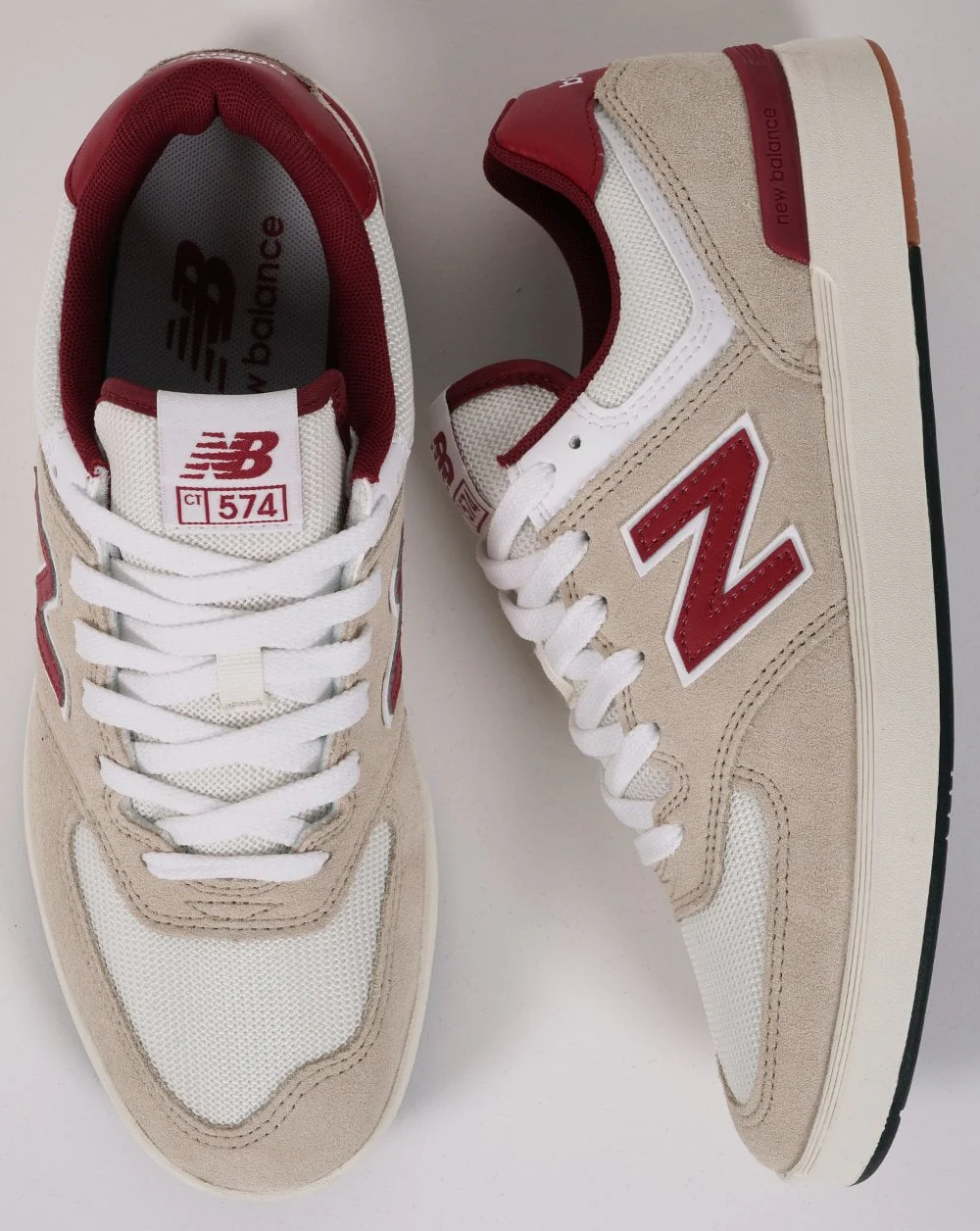 New Balance 574 Trainers Tan/Burgundy - Image 4