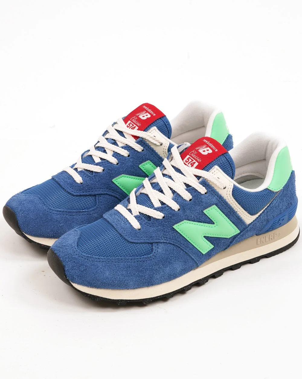 New Balance Classic 574 Trainers Blue Lime - Image 2