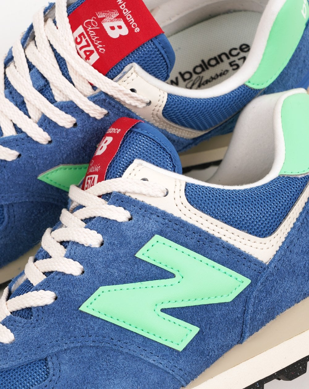 New Balance Classic 574 Trainers Blue Lime - Image 3