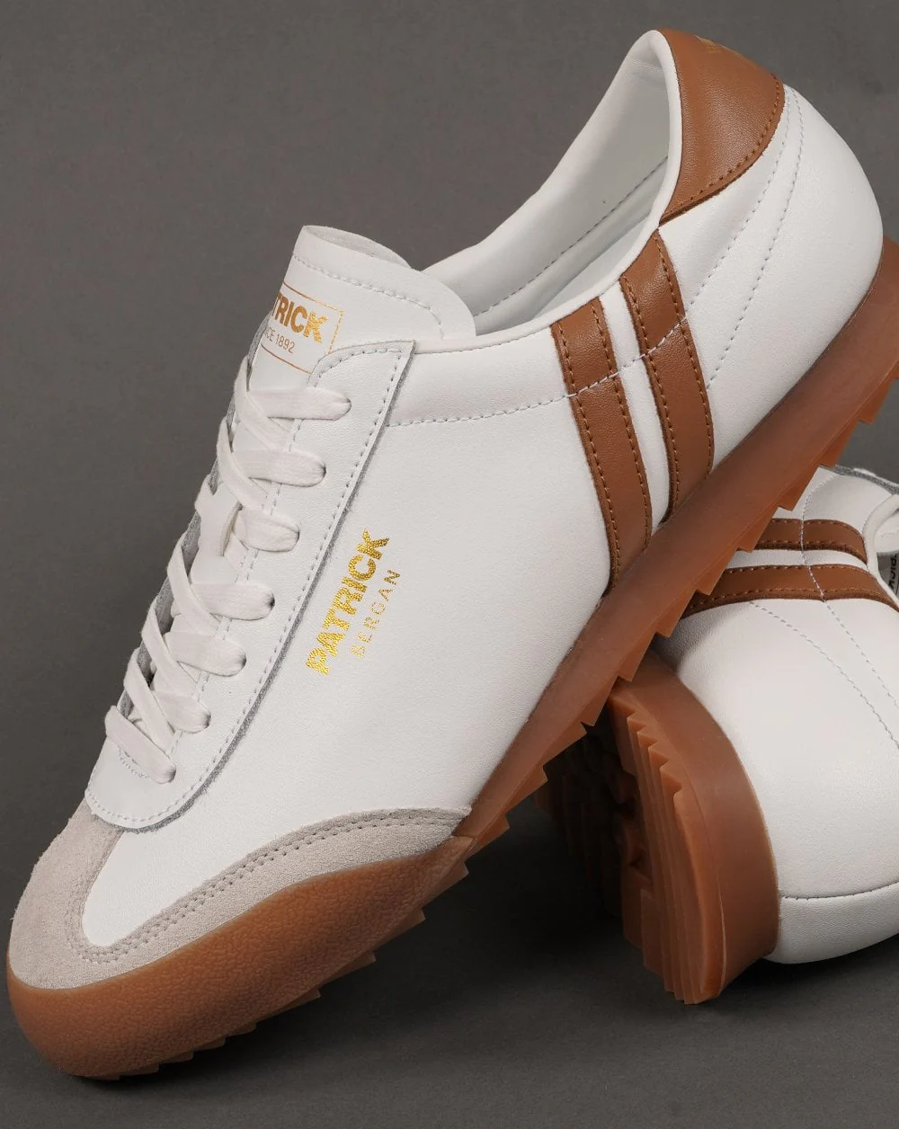 Patrick Bergan Trainers White/Tan - Image 2