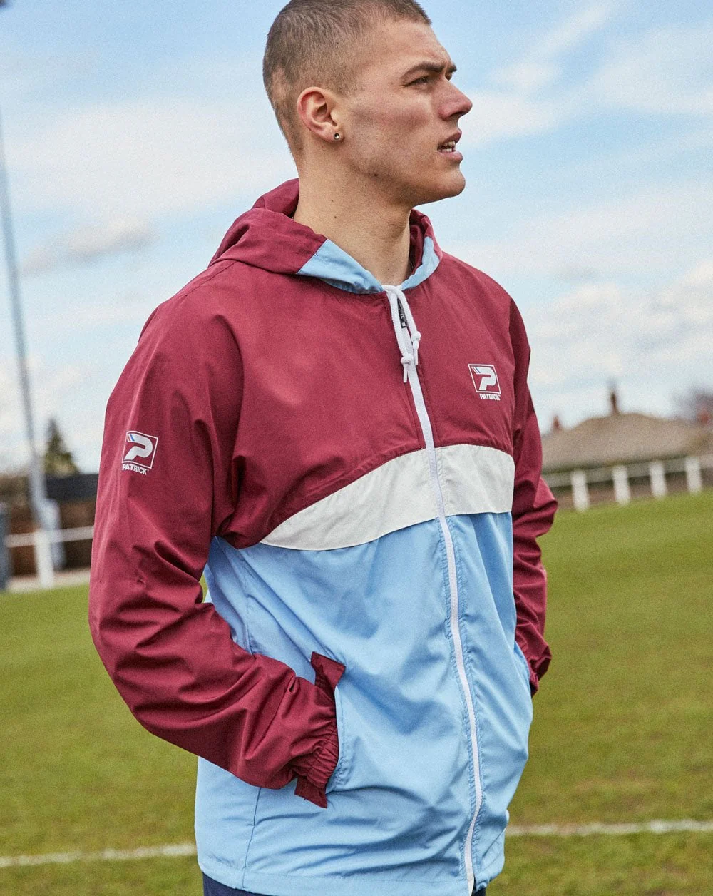 Patrick Classic Cagoule Claret /White / Sky - Image 2