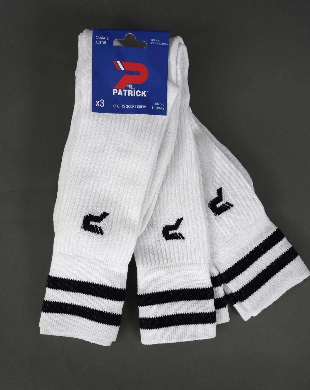 Patrick Twin Stripe Long Socks 3pk White