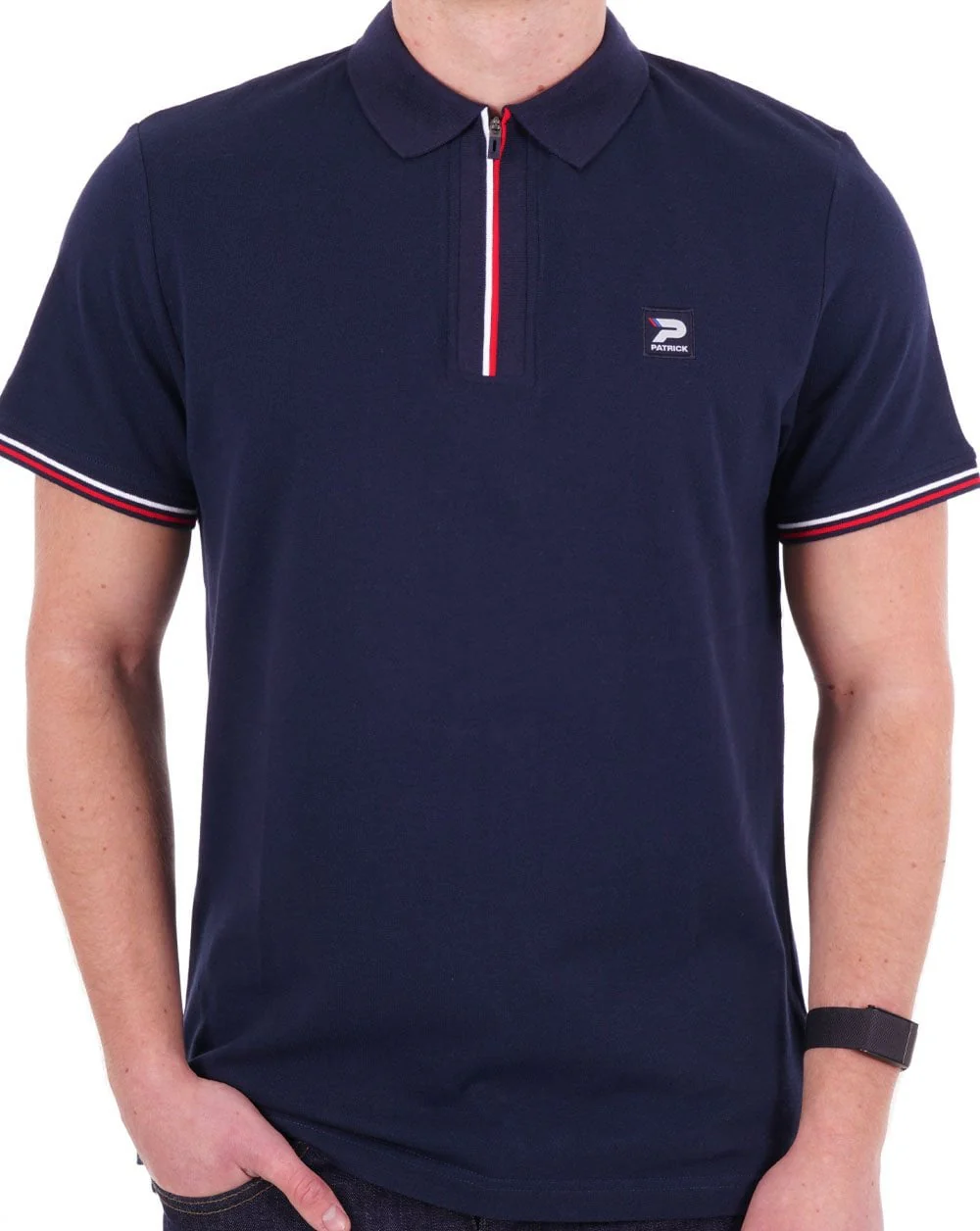 Patrick Zip Polo Shirt Navy - Image 2