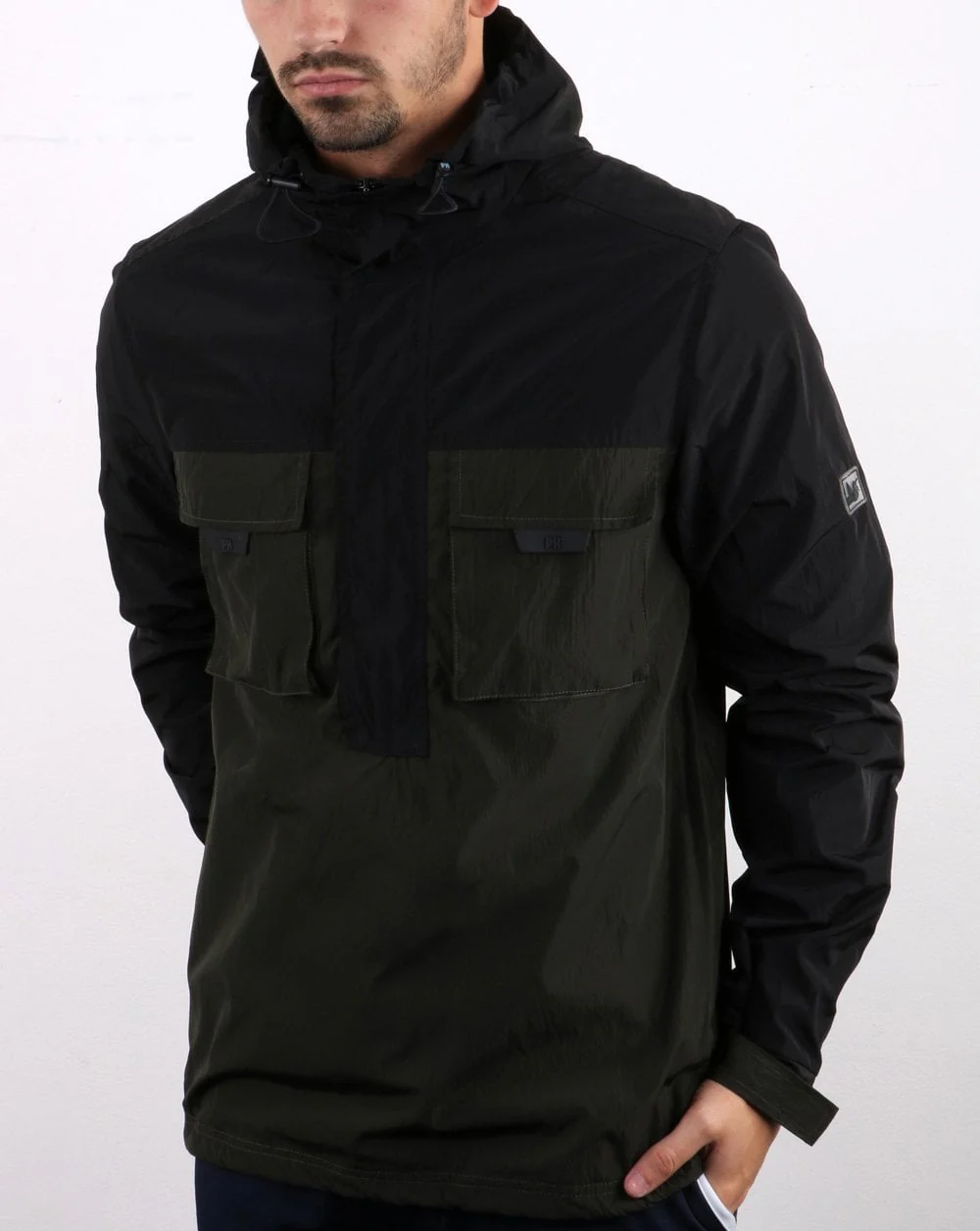 Peaceful Hooligan Jackson Overhead Jacket Black/Dark Green - Image 3