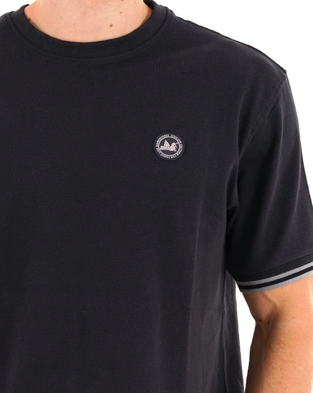 Peaceful Hooligan Rathbone Pique T Shirt Navy - Image 2