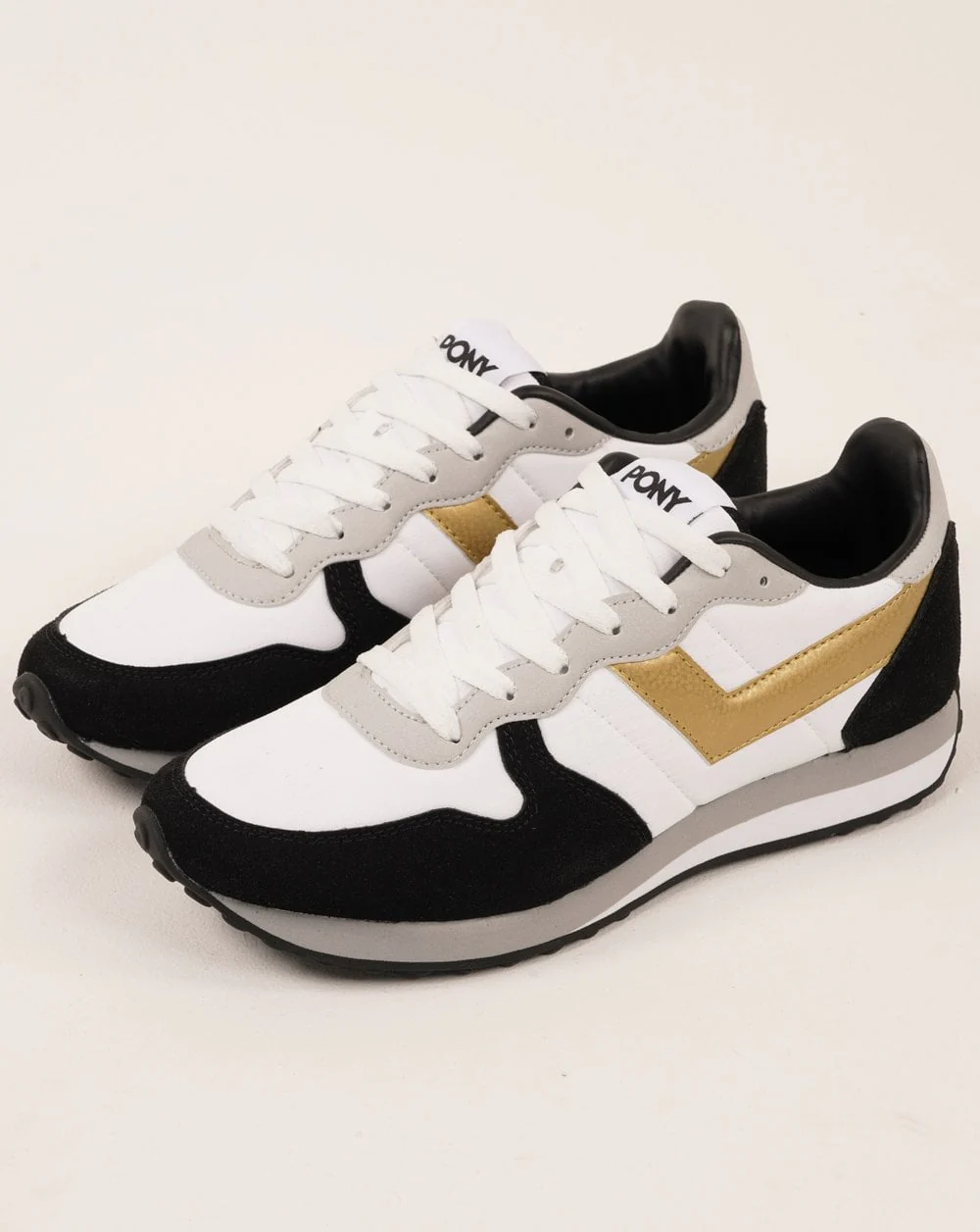 Pony Express Trainers White /Black / Gold - Image 3