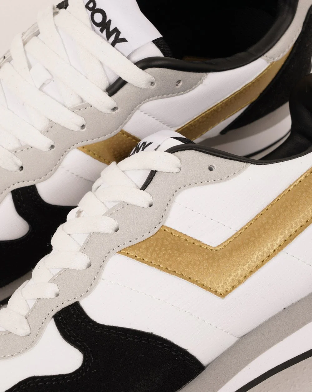 Pony Express Trainers White /Black / Gold - Image 4