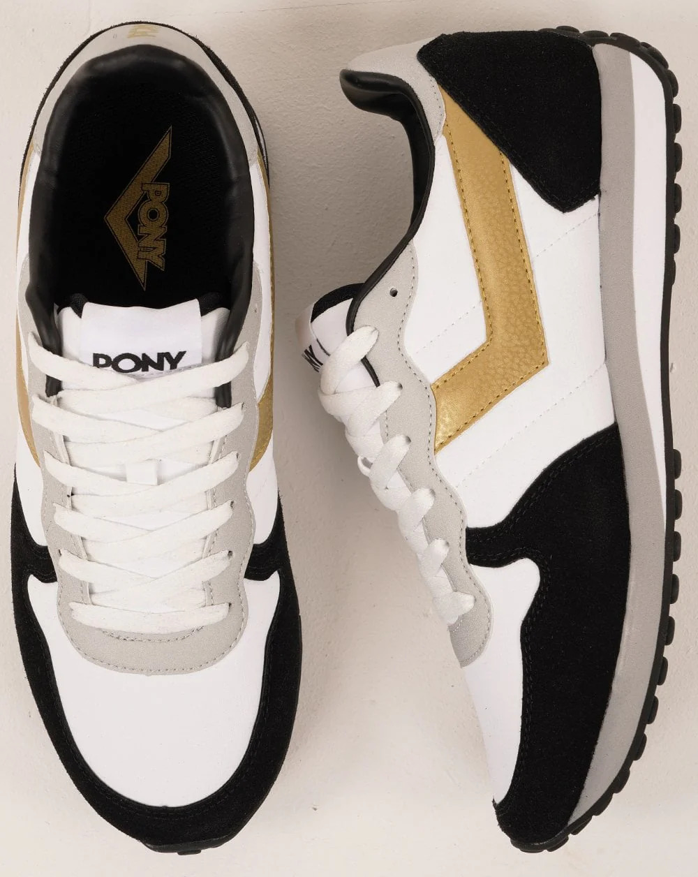 Pony Express Trainers White /Black / Gold - Image 5