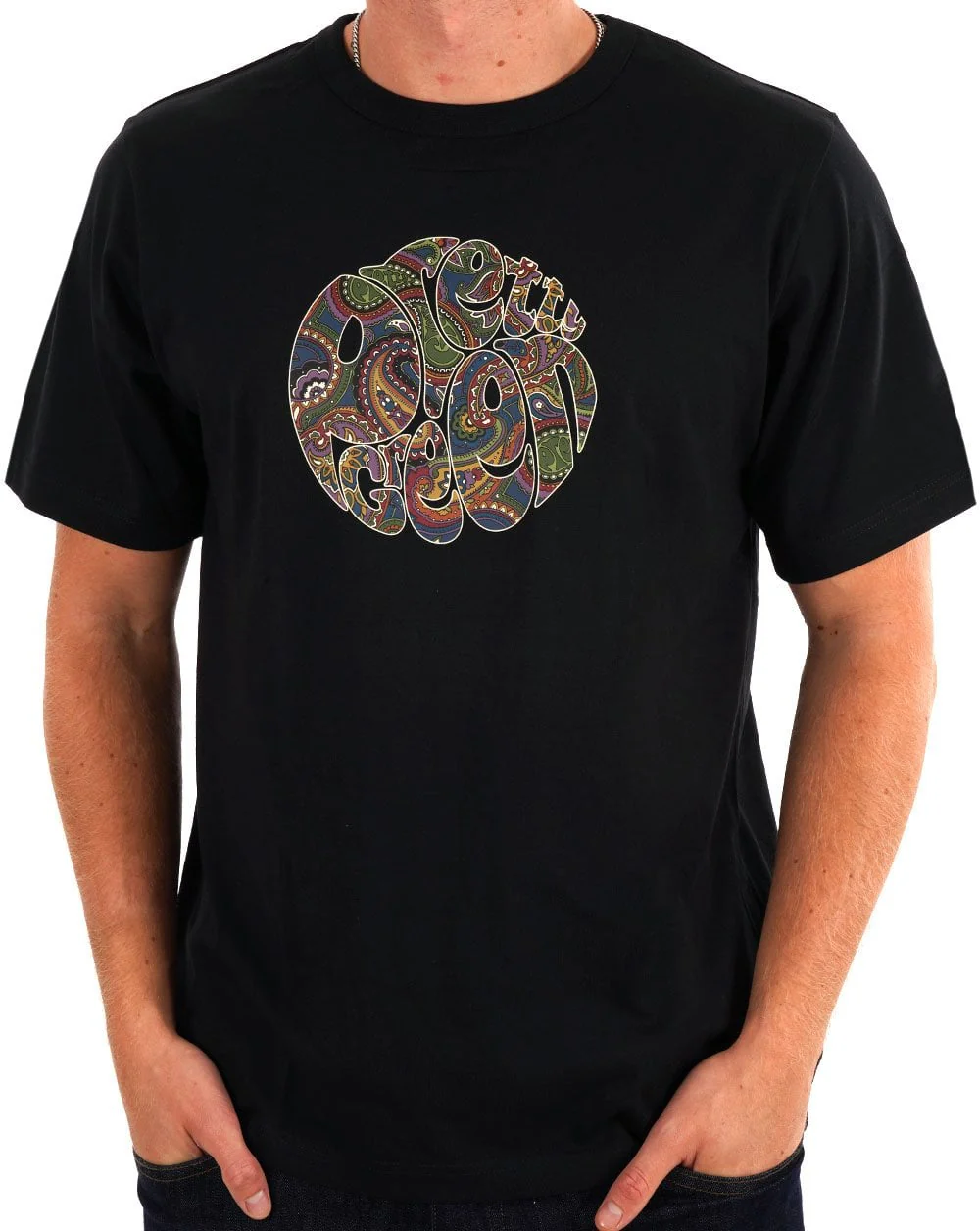 Pretty Green 15th Anniversary Paisley Logo T Shirt Black