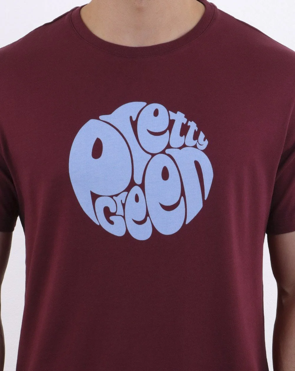 Pretty Green 80s Casual T-Shirt Claret/Sky Blue - exclusive - Image 3