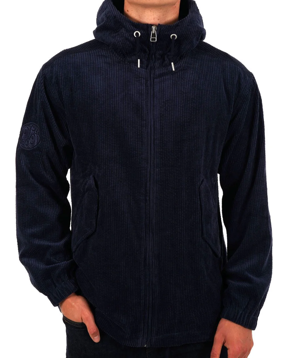 Pretty Green Acquiesce Cord Hooded Jacket Navy