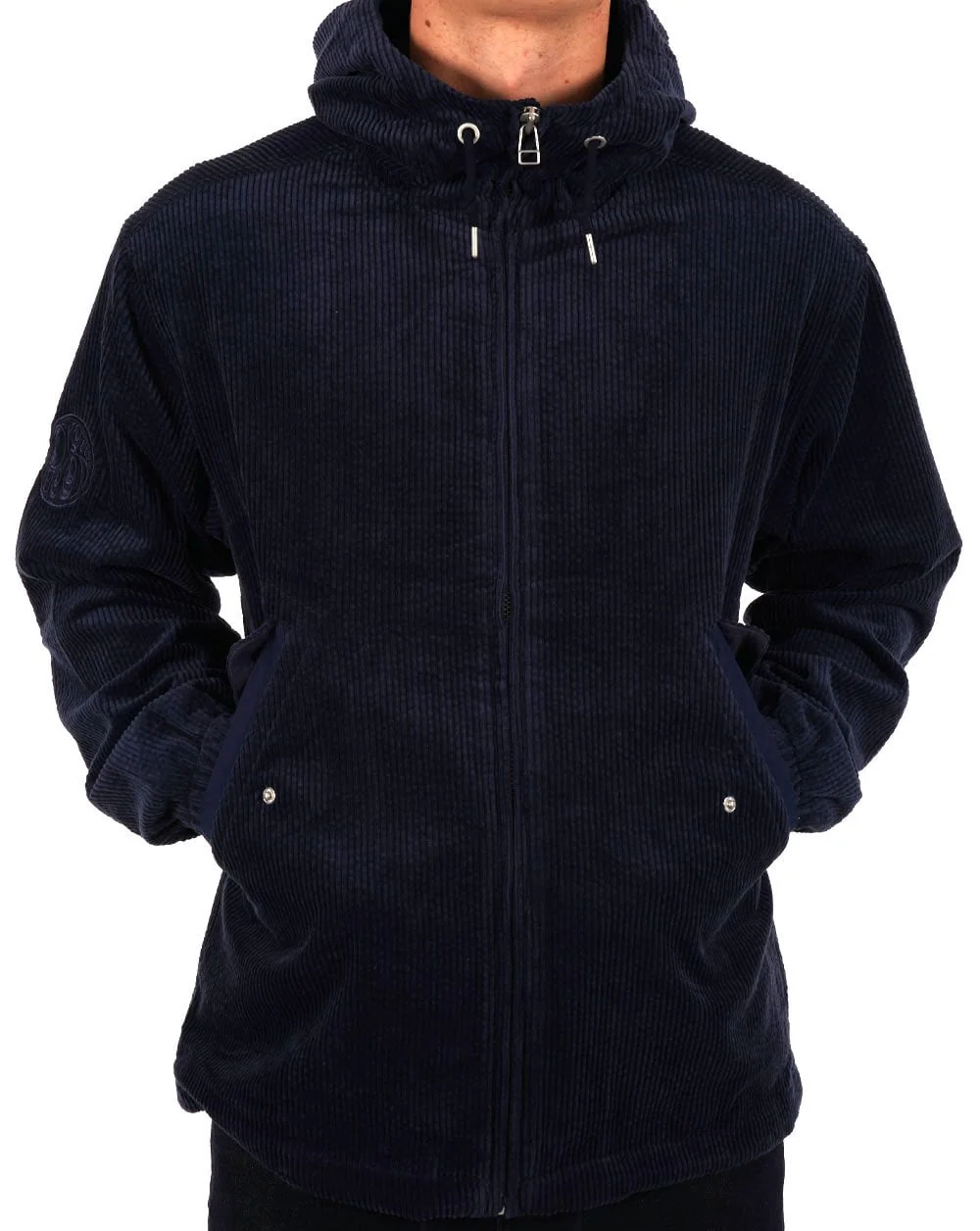 Pretty Green Acquiesce Cord Hooded Jacket Navy - Image 3