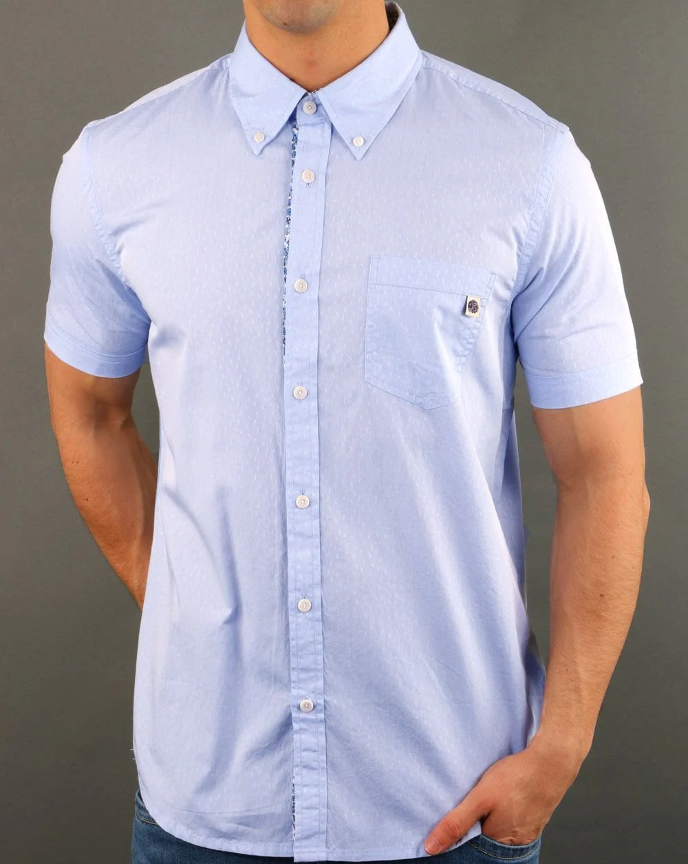 Pretty Green Alba Short Sleeve Shirt Blue - Image 3