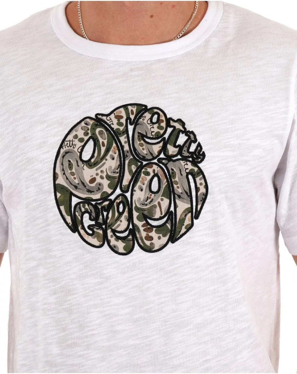 Pretty Green Aquarelle Paisley Applique Logo T Shirt White - Image 2