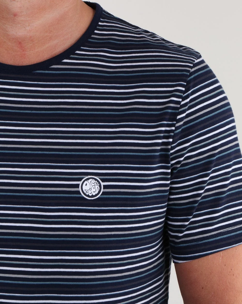 Pretty Green Argenta Striped T Shirt Navy - Image 2