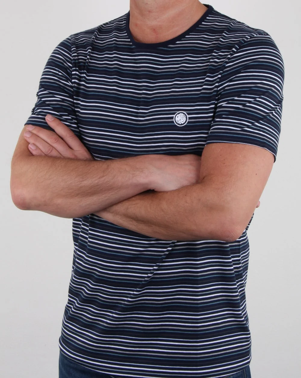 Pretty Green Argenta Striped T Shirt Navy - Image 3