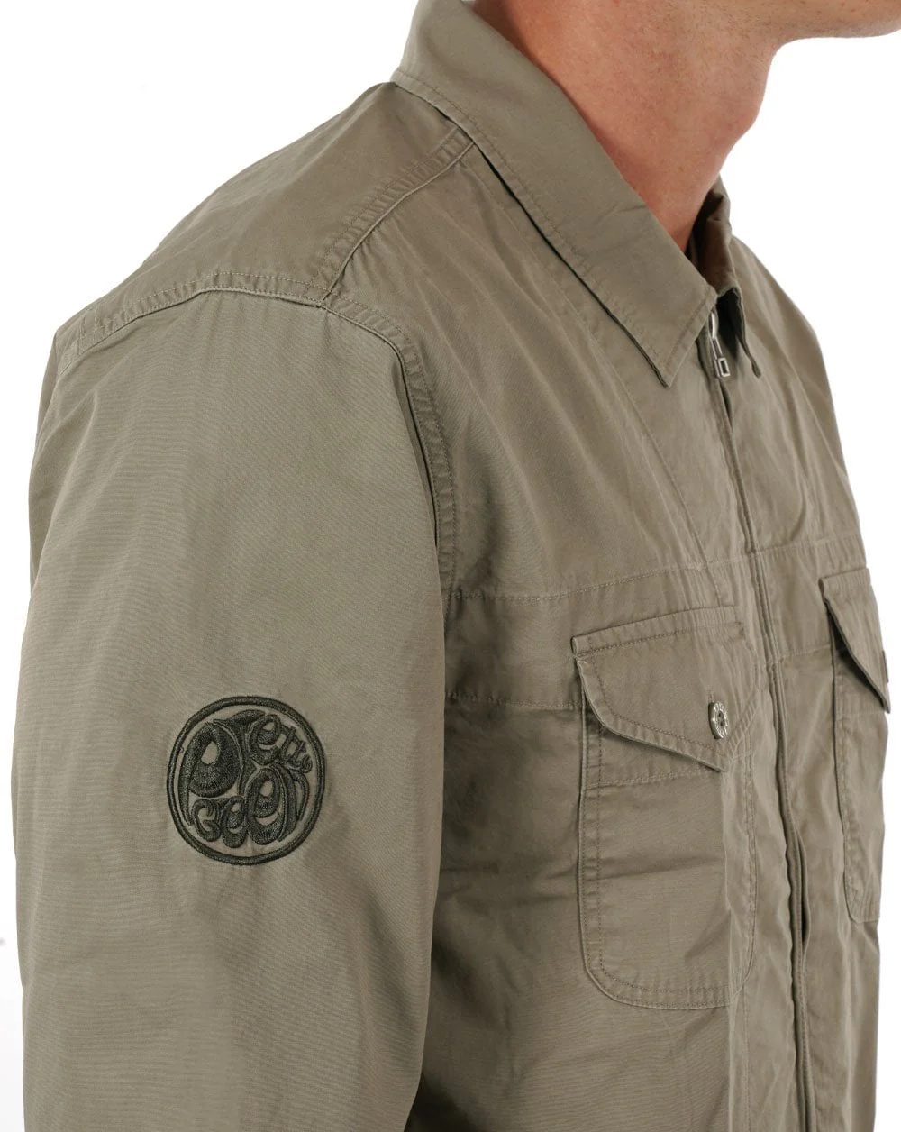 Pretty Green Armstrong Zip Overshirt Khaki - Image 2