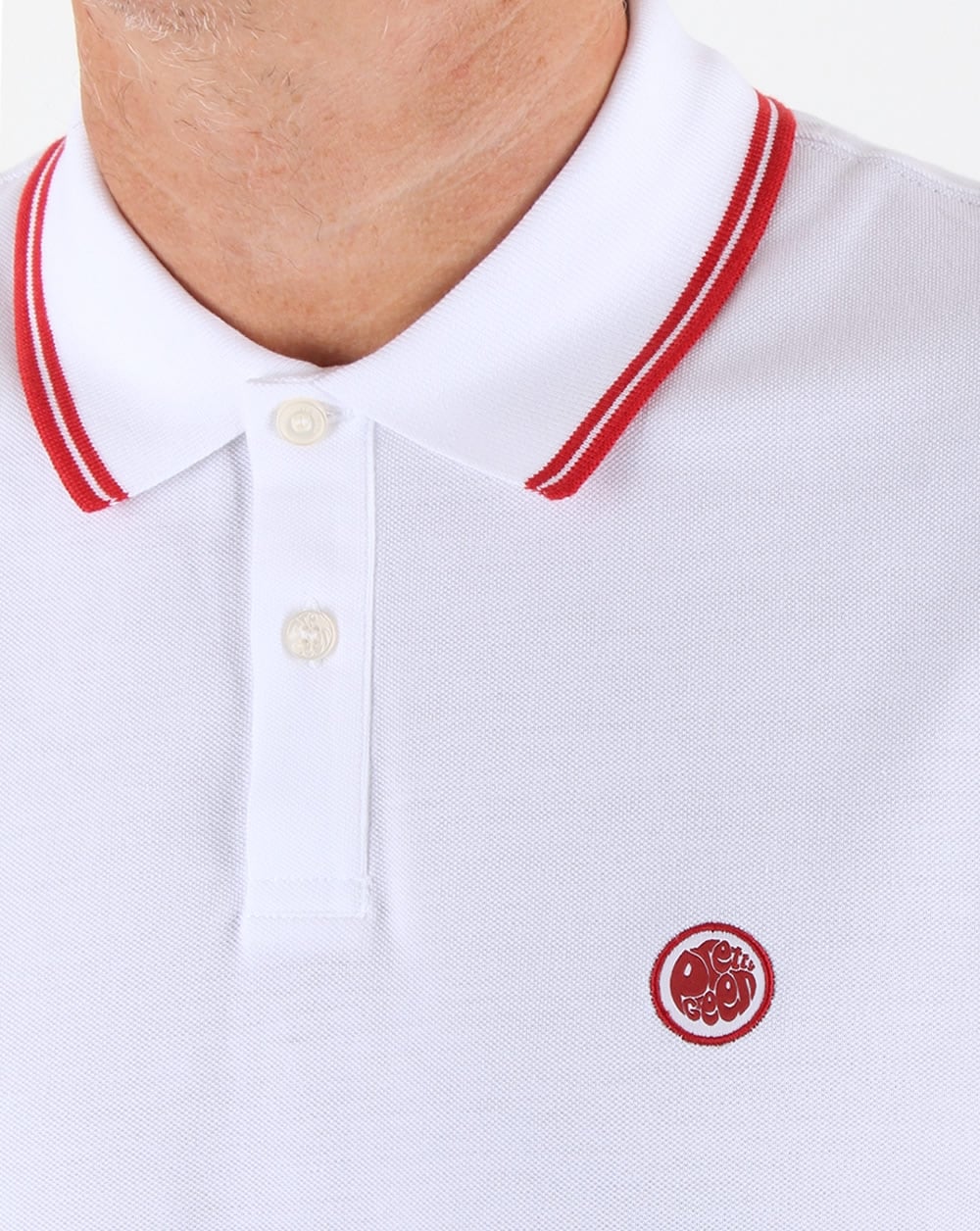 Pretty Green Barton Long Sleeve Tipped Polo White - Image 2