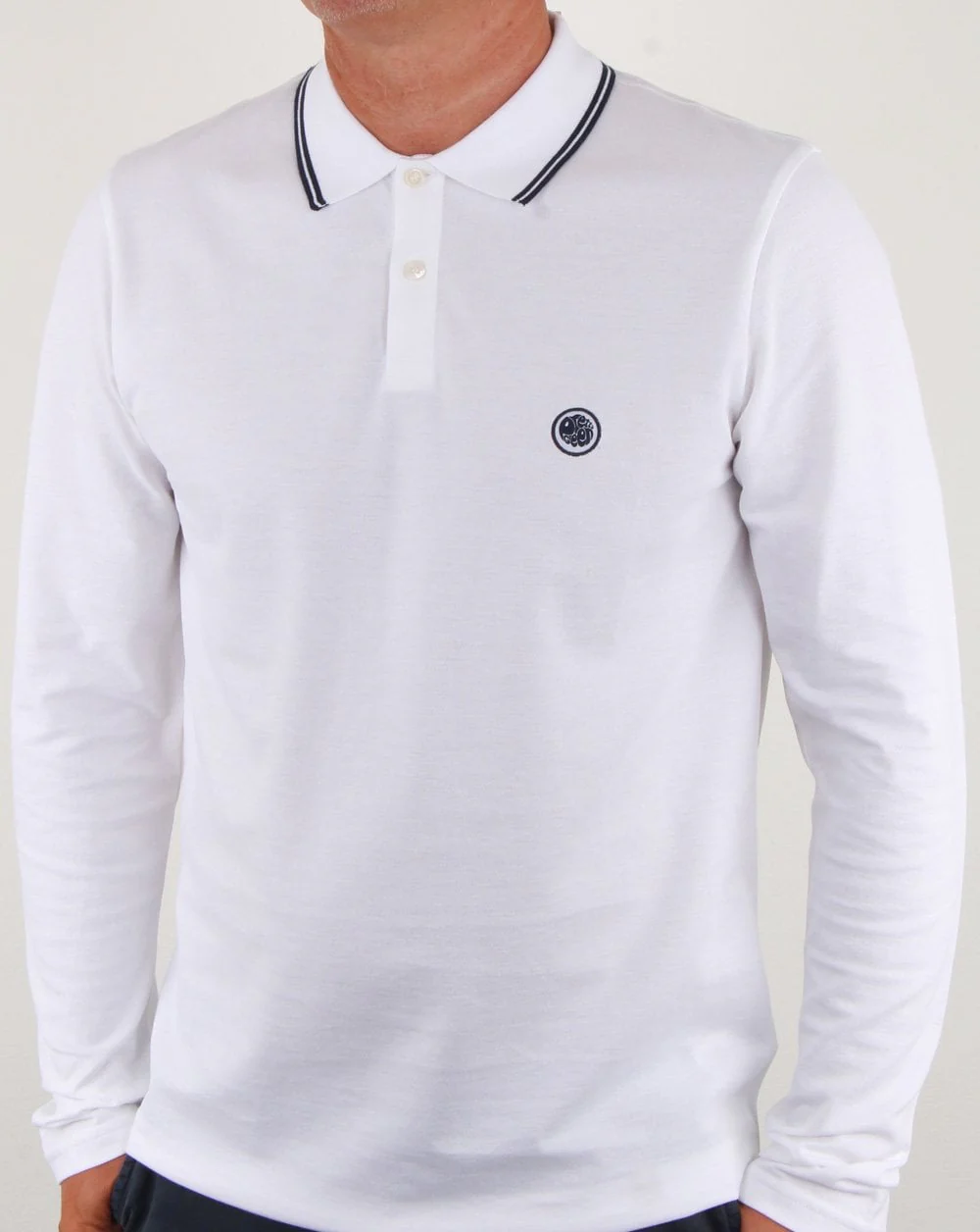 Pretty Green Barton Ls Tipped Polo White/navy