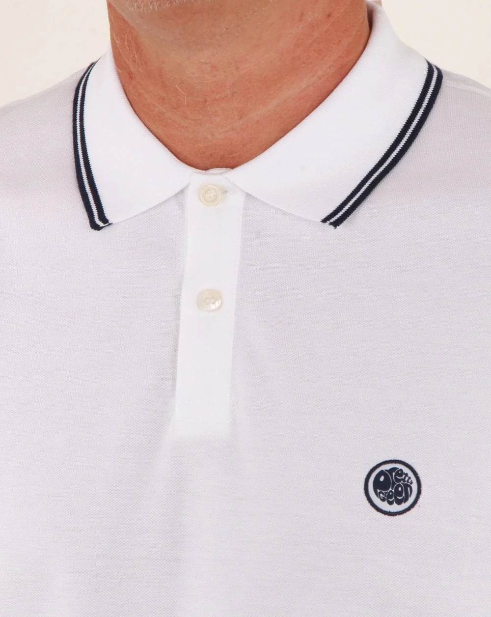 Pretty Green Barton Ls Tipped Polo White/navy - Image 2