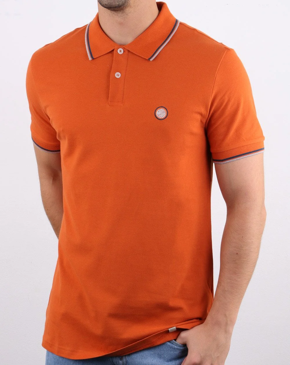 Pretty Green Barton Polo Shirt Burnt Orange - Image 3