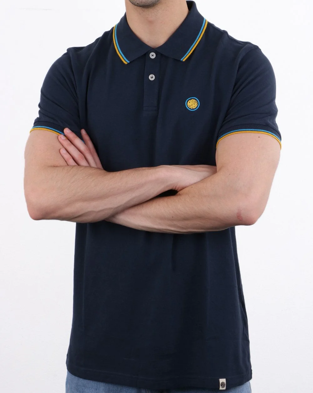 Pretty Green Barton Polo Shirt Navy/Yellow - Image 3