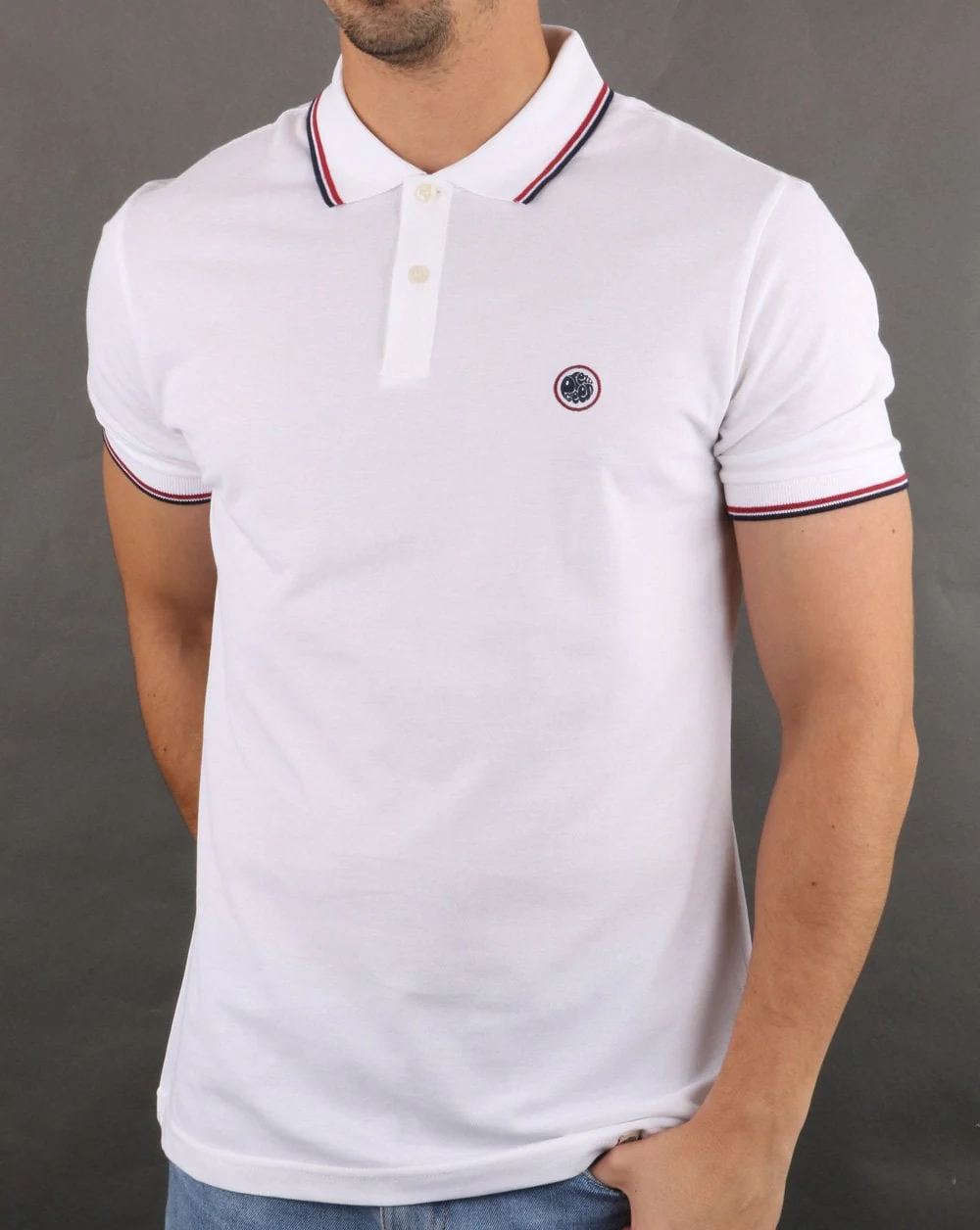 Pretty Green Barton Polo Shirt White/navy - Image 3