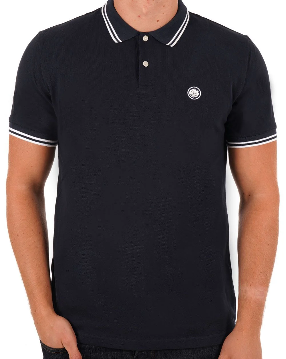 Pretty Green Barton Short Sleeve Polo Shirt Navy/white - Image 3
