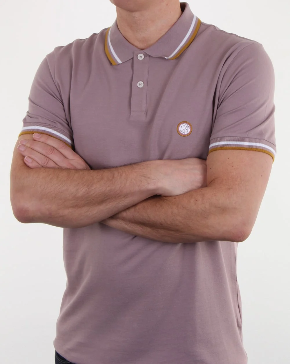 Pretty Green Bassline Polo Shirt Dusty Pink - Image 3