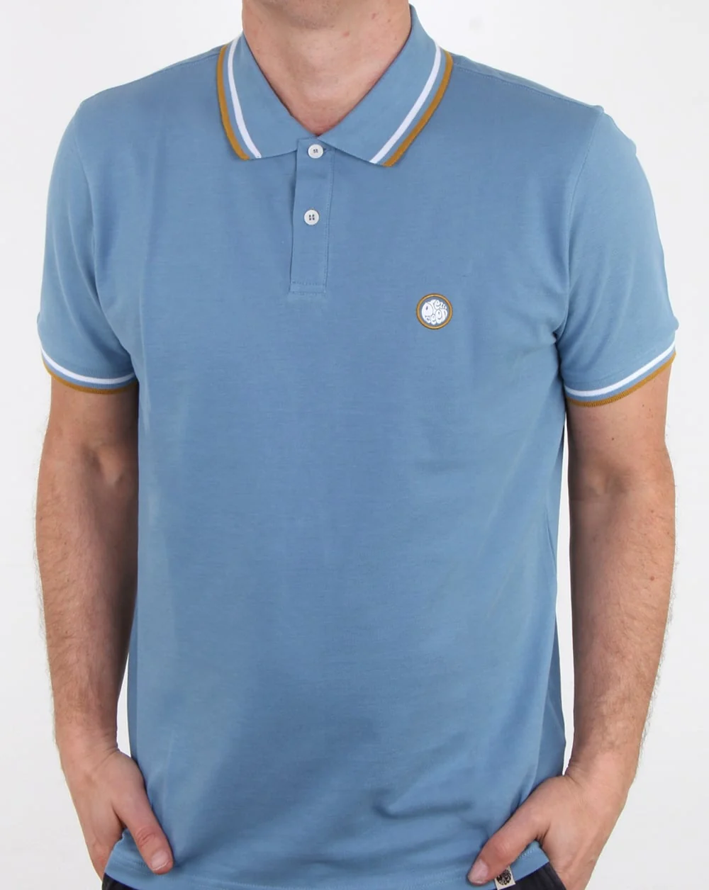 Pretty Green Bassline Polo Shirt Mid Blue - Image 3