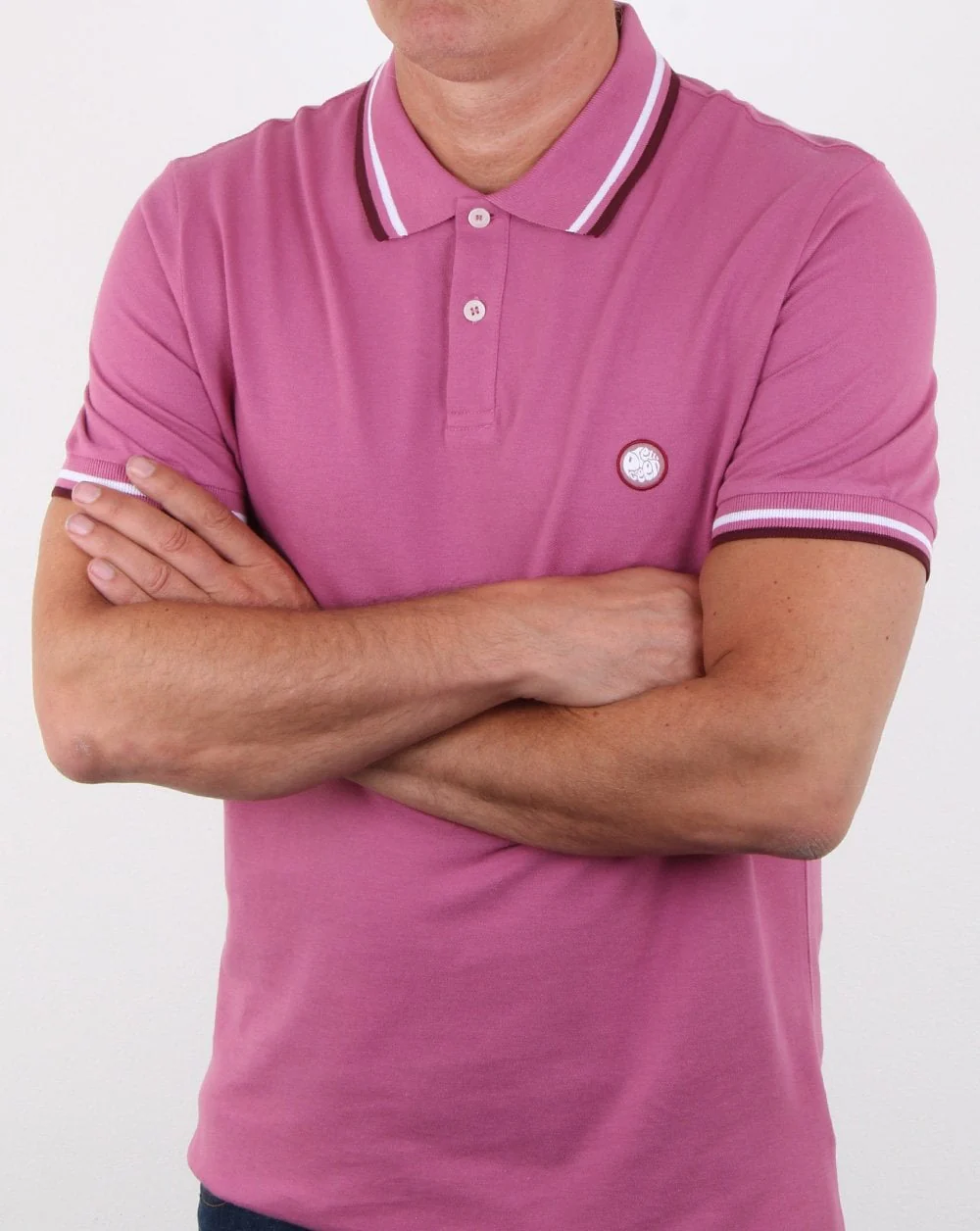 Pretty Green Bassline Polo Shirt Pink - Image 3