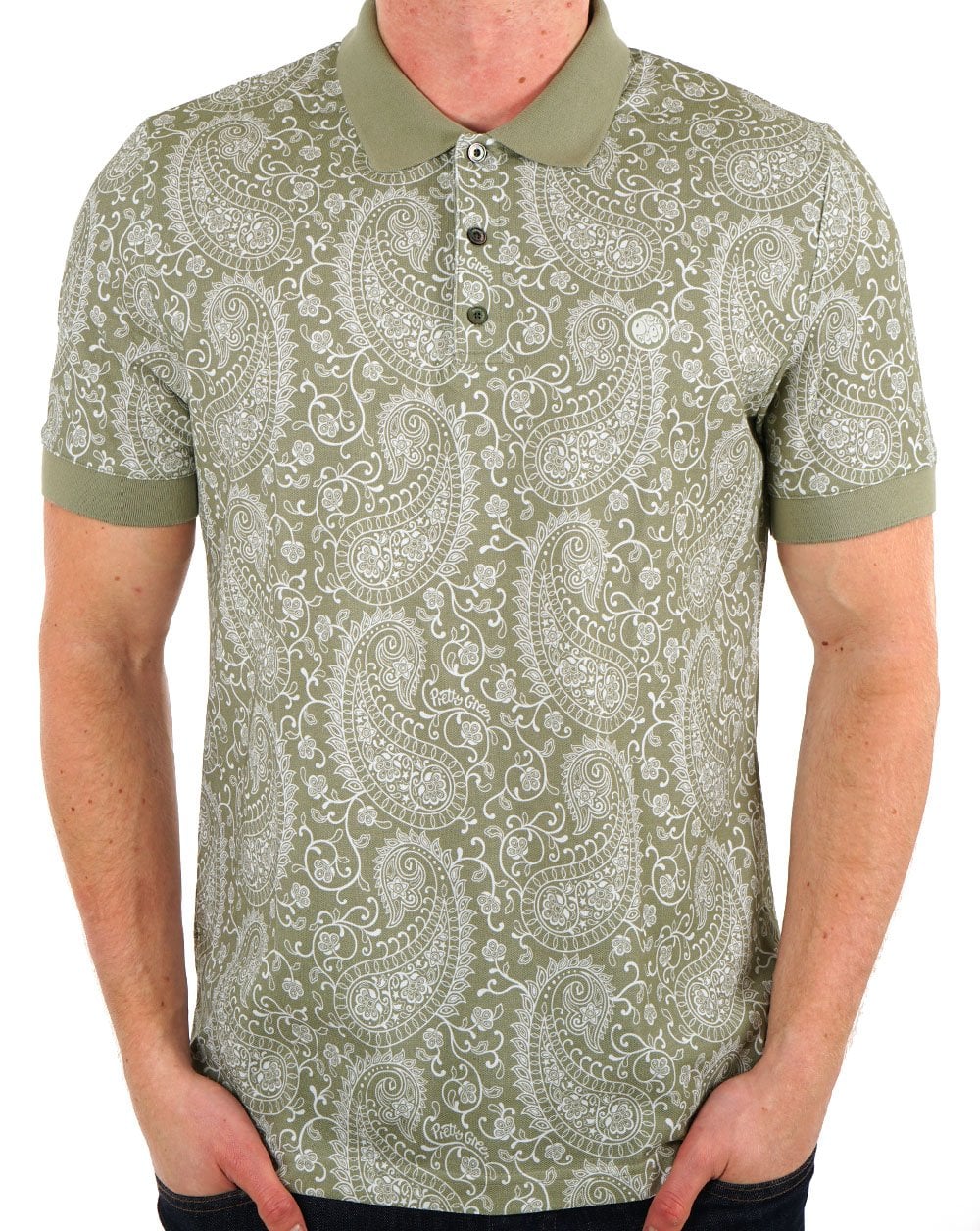 Pretty Green Bay Paisley Polo Green