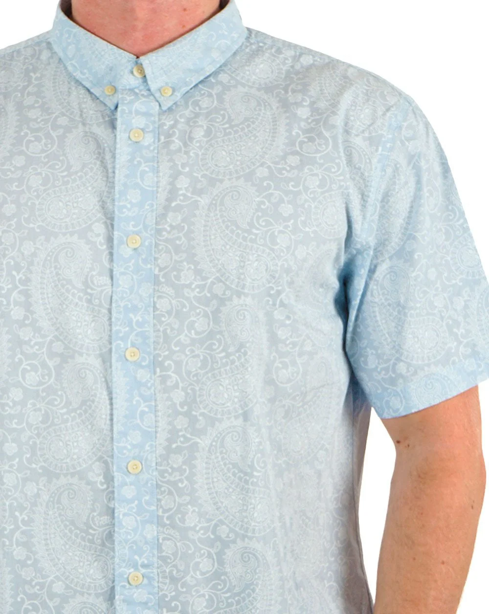Pretty Green Bay Paisley SS Shirt Blue - Image 2