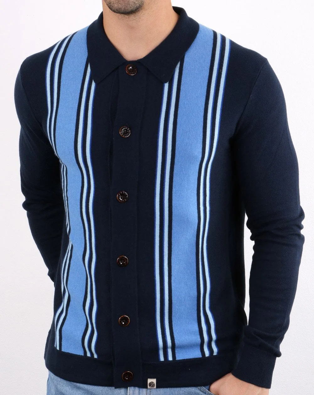 Pretty Green Bingham Knitted Shirt Navy - Image 2