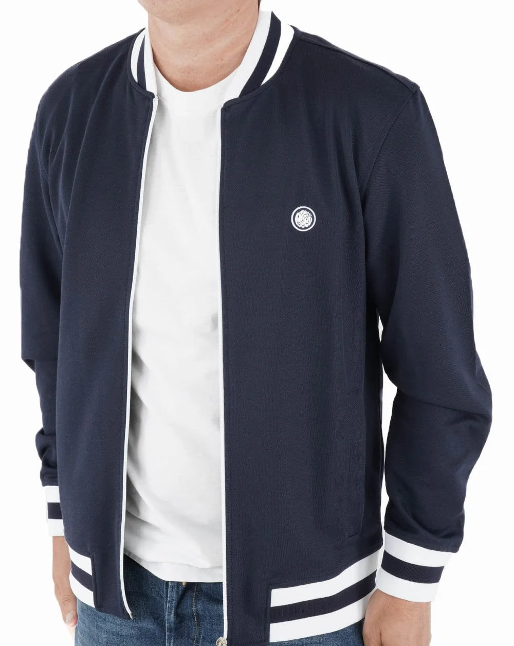 Pretty Green Bomber Track Top Navy - Image 2