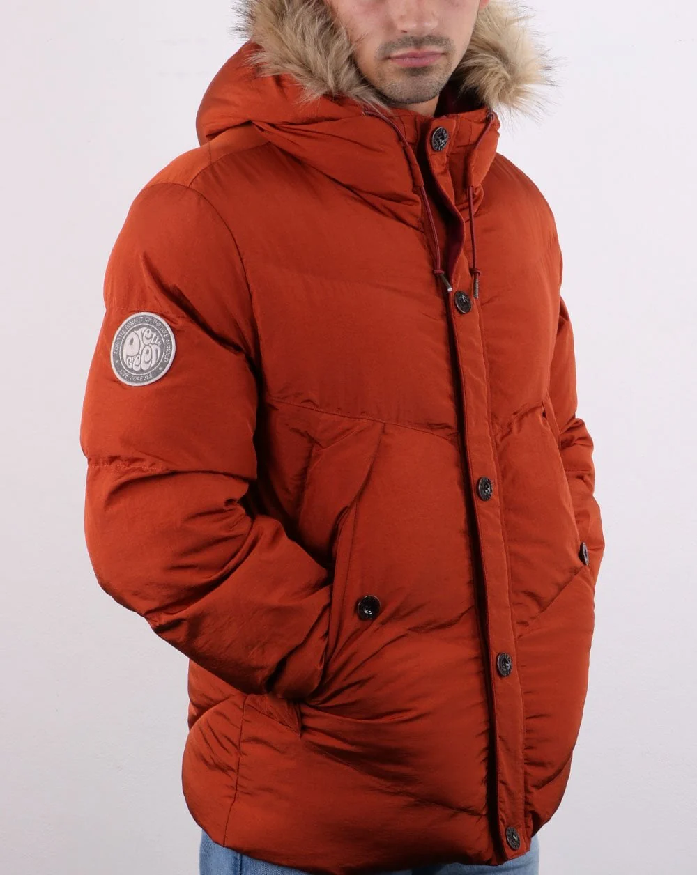 Pretty Green Bowman Padded Jacket Orange - Image 3