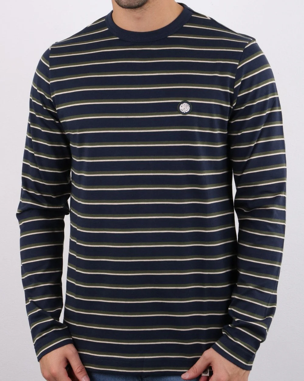 Pretty Green Brogan L/S Stripe T-shirt Navy