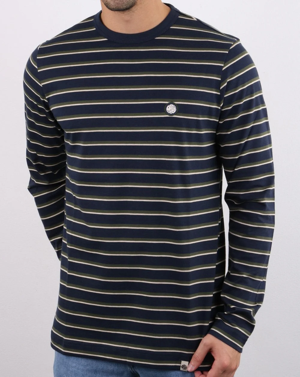 Pretty Green Brogan L/S Stripe T-shirt Navy - Image 2
