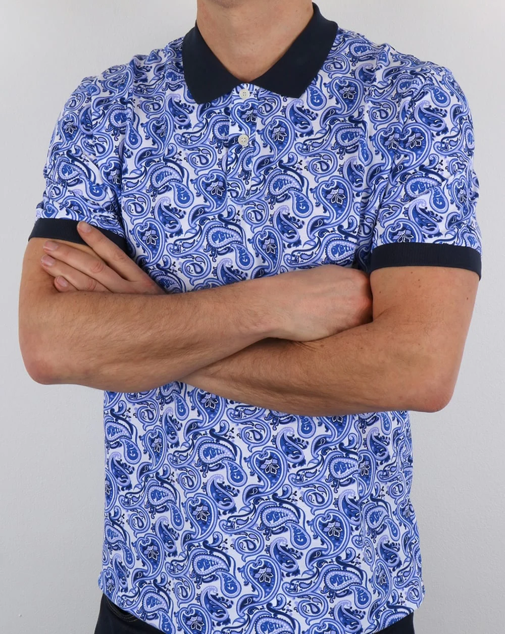 Pretty Green Caversham Paisley Polo Shirt Blue - Image 4