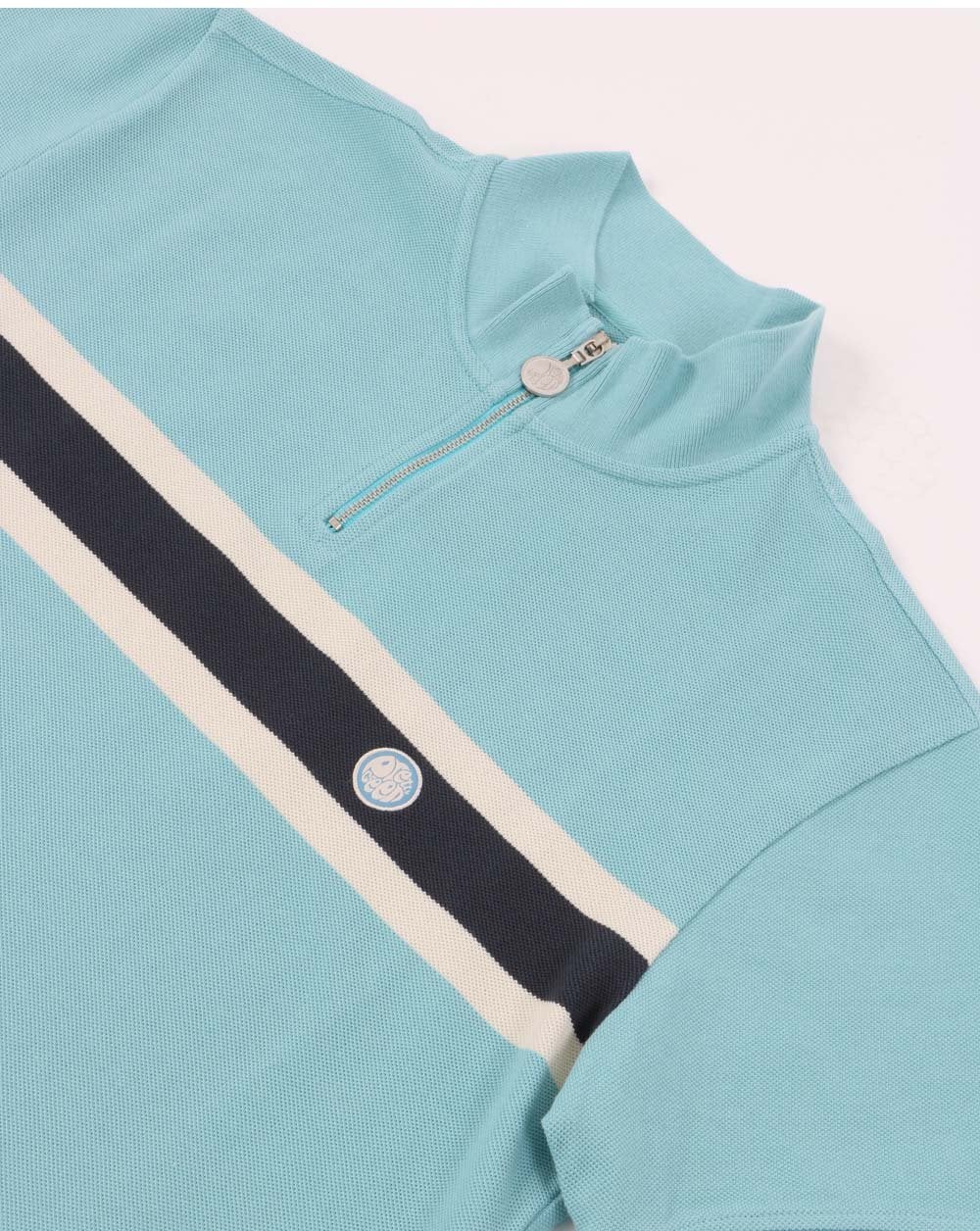 Pretty Green Chest Stripe Cycling Top Blue - Image 3