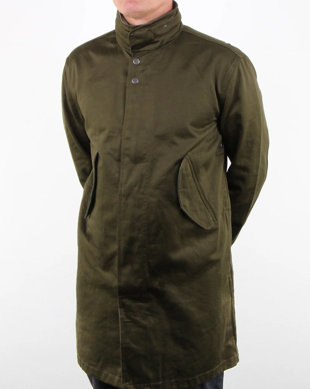 Pretty Green Collared Hooded Mac Khaki - Image 2