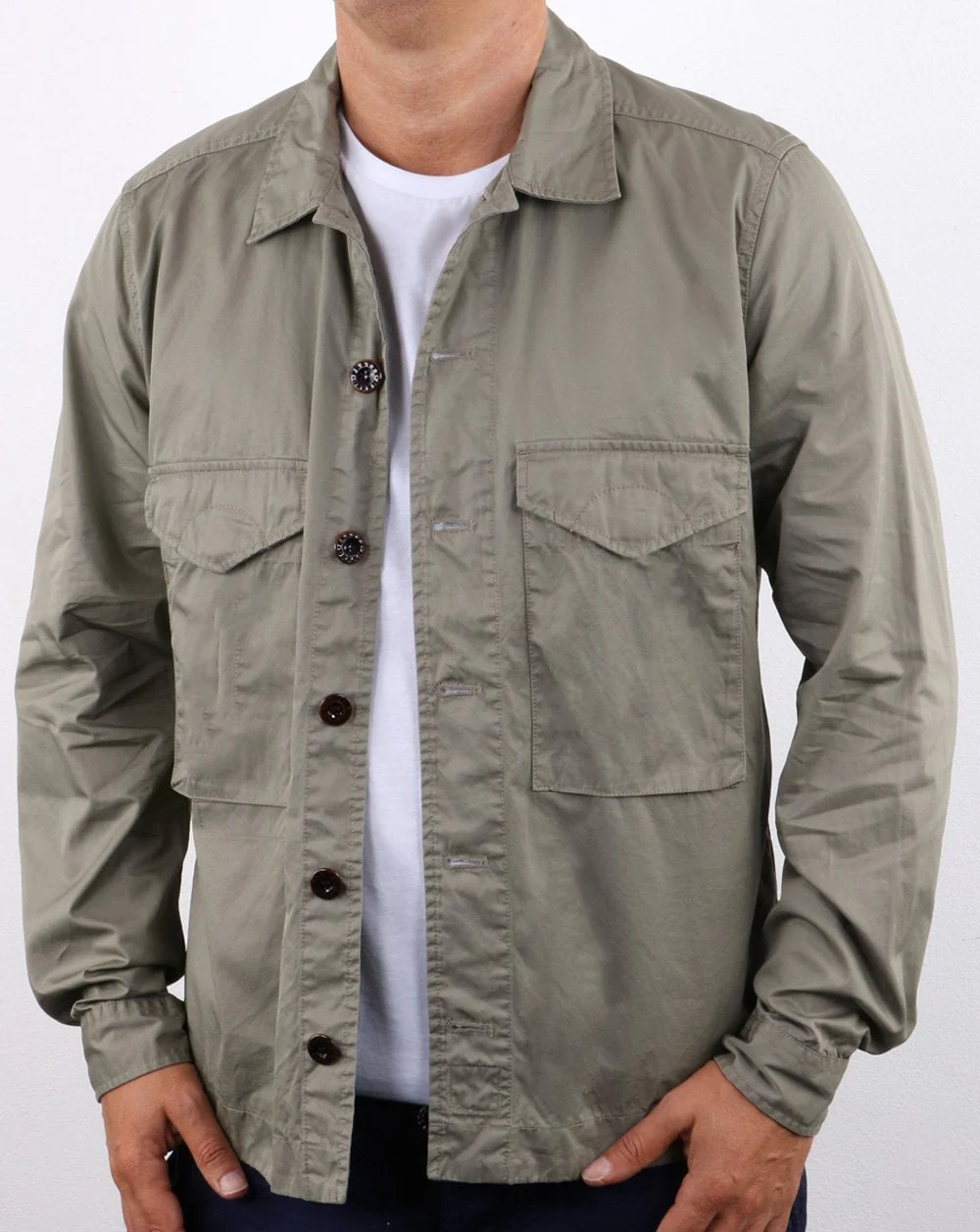 Pretty Green Conor Overshirt Light Olive - Image 3