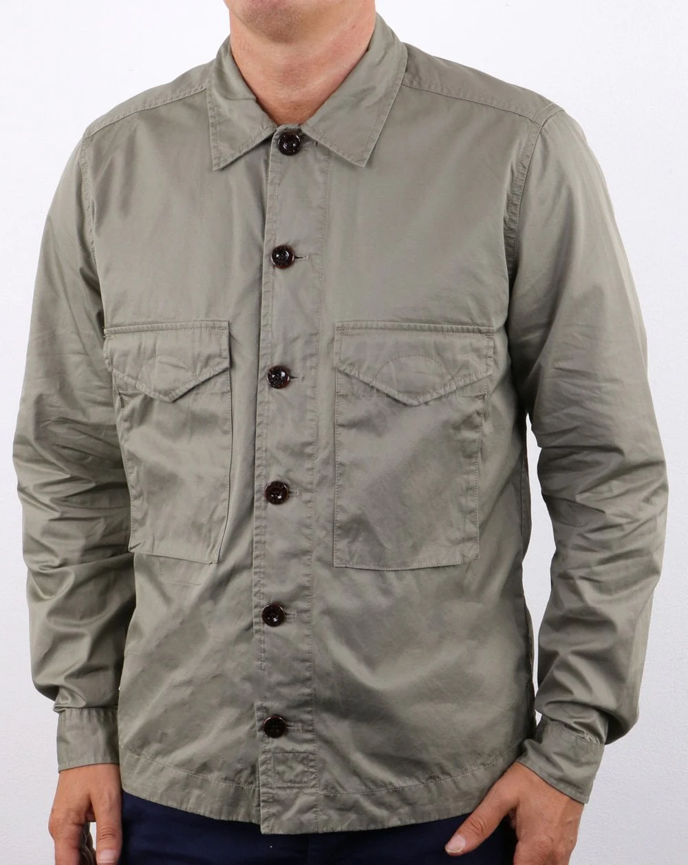 Pretty Green Conor Overshirt Light Olive - Image 4