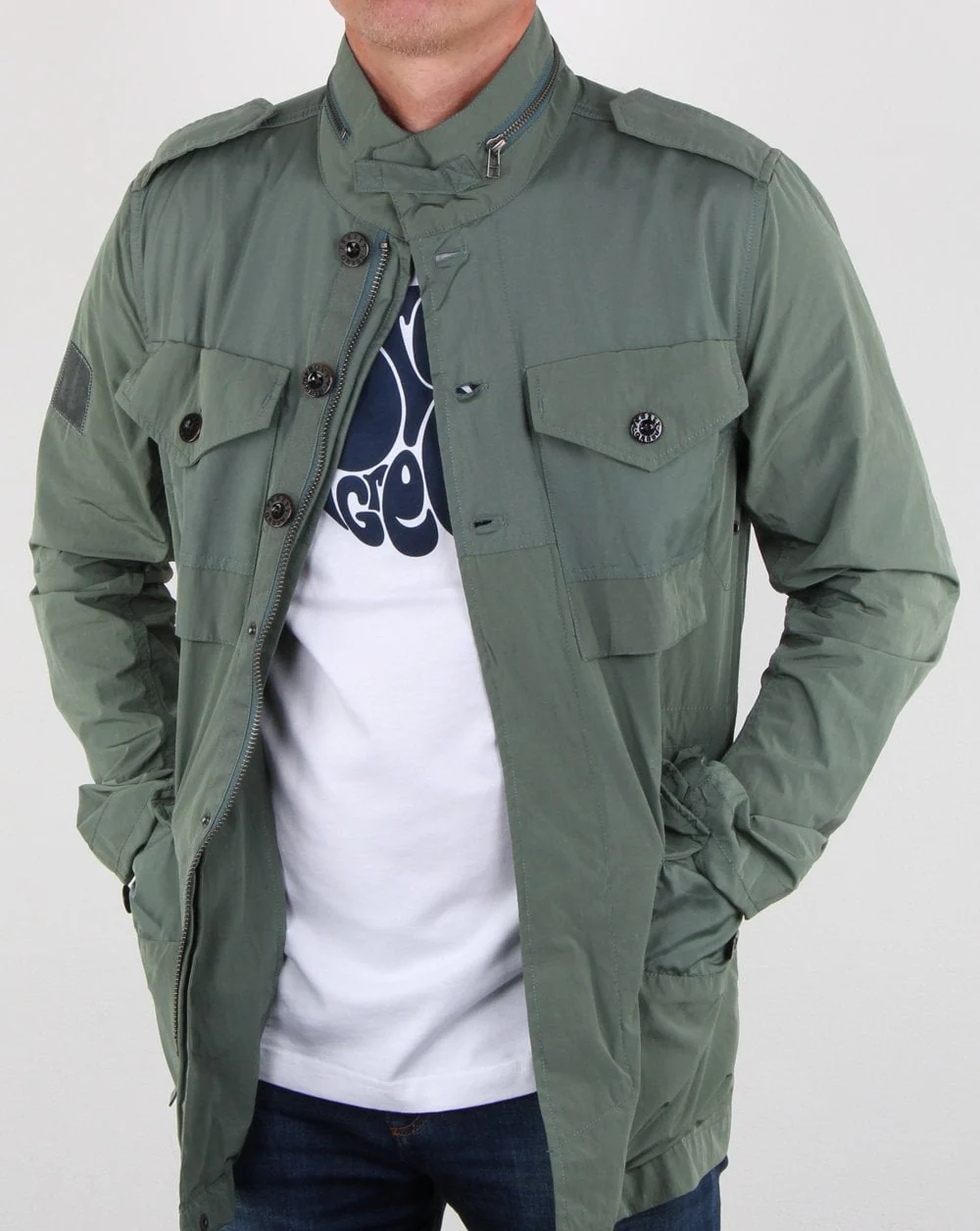 Pretty Green Contrast Fabric M65 Jacket Green - Image 4